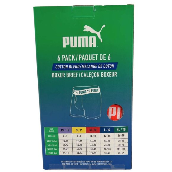 Puma Boy's Multicolour Boxer Brief Underwear | 6 Pack | Size XLarge - Picture 2 of 3